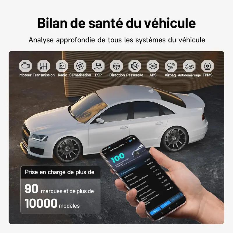 TOPDON Carpal Valise Diagnostic Auto, Scanner OBD2 Tous systèmes, Diagnostic Voiture Bluetooth sans Fil, 6 Services de Réinitialisation, AutoVIN, Inspection Moteur, Smog Check, Guide de Réparation