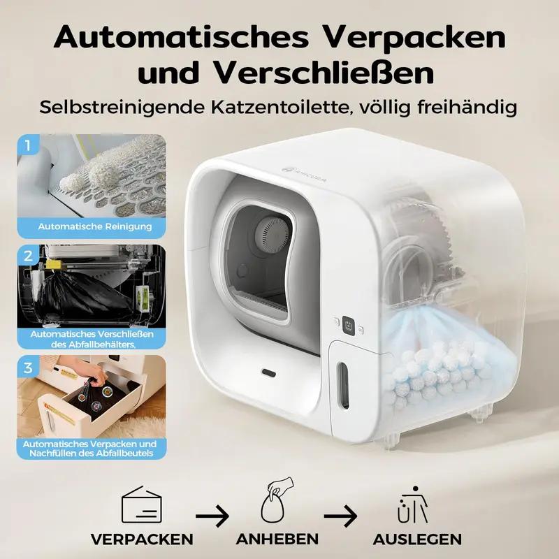 Amicura Cura X1 PLUS XXL selbstreinigende Katzentoilette (95L+12L) – App gesteuert, Anti Klemm Sensor, <50 dB leise, geruchsdicht, ideal für Mehrkatzenhaushalte – Eckdesign 2026