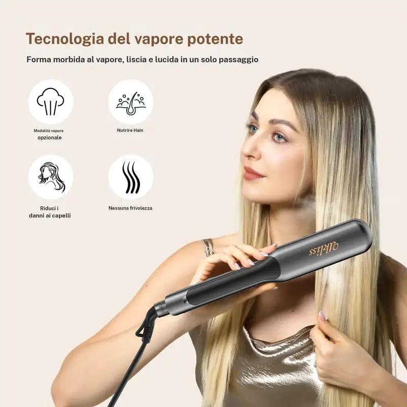 UKLISS LissVapor, Piastra per Capelli a Vapore con Tecnologia a Infrarossi, Piastre Larghe 45 mm, 5 Livelli di Temperatura da 150 a 230 °C, Risultati da Salone