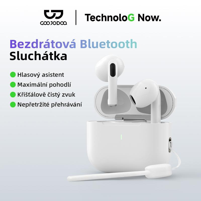 GOOJODOQ J201 sluchátka do uší s Bluetooth 5.3 – ultralehká, pohodlná bez tlaku v uchu, až 40 h výdrže baterie