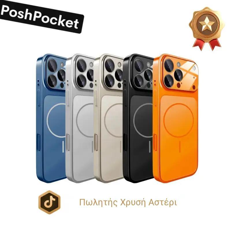 [PoshPocket] Πλαίσιο με χρώμα χρωμάτων, ροζ θήκη κινητού· αλλάζει το χρώμα του τηλεφώνου, αυξημένα ανοίγματα κάμερας, ανθεκτικό σε κραδασμούς & συμβατό με iPhone 18/17/16/15/14/13 (Pro/Max/Air/Plus)