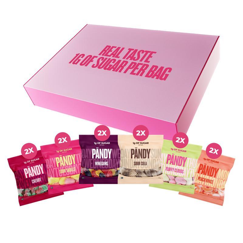 Pändy Swedish Candy Mix Box, 12 sachets, 1 g sugar per sachet