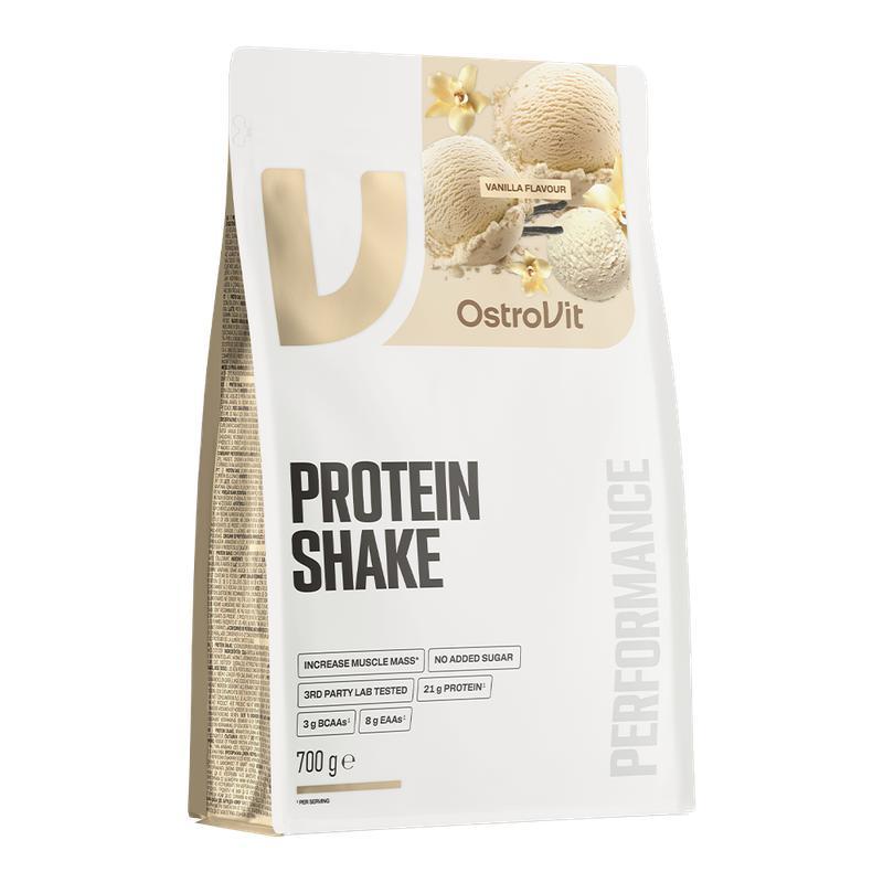OstroVit Protein Shake 700 g waniliowy Mieszanka białek roślinnych i zwierzęcych; 1 porcja produktu zawiera 69% protein