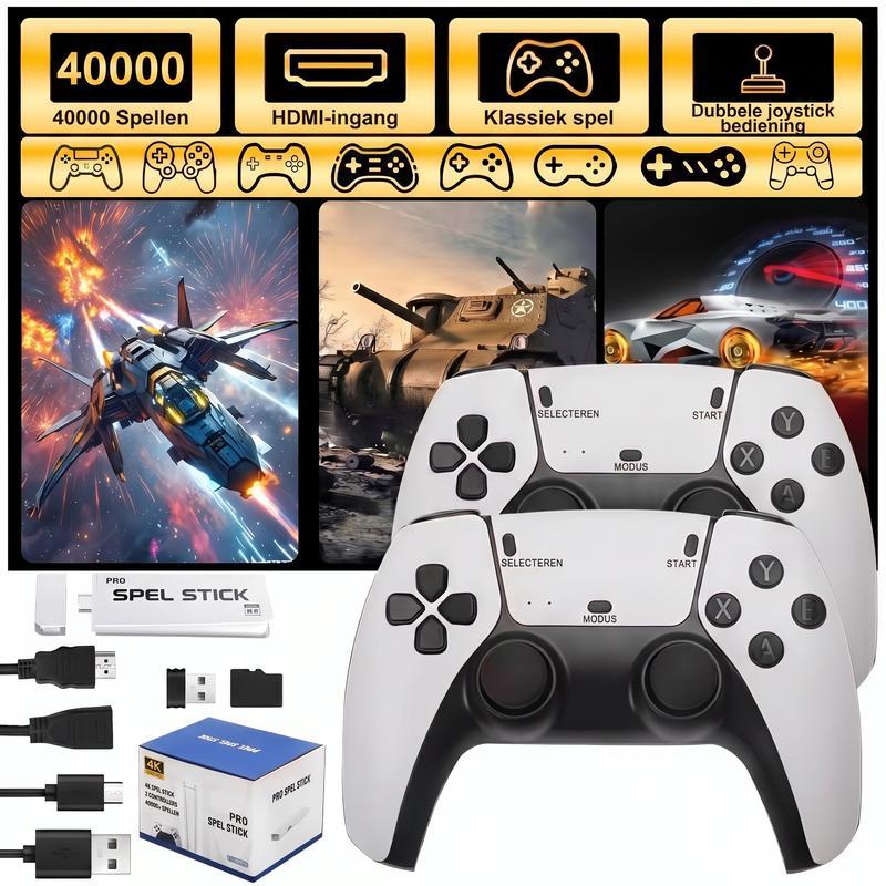 [Exclusief voor ken...demarteau-fans] Verbeterde retro-gameconsole (versie 2026) met een enorm aanbod aan klassieke games en 23 emulators; Plug & Play retro-gamestick voor de tv, inclusief twee draadloze 2.4G-controllers.