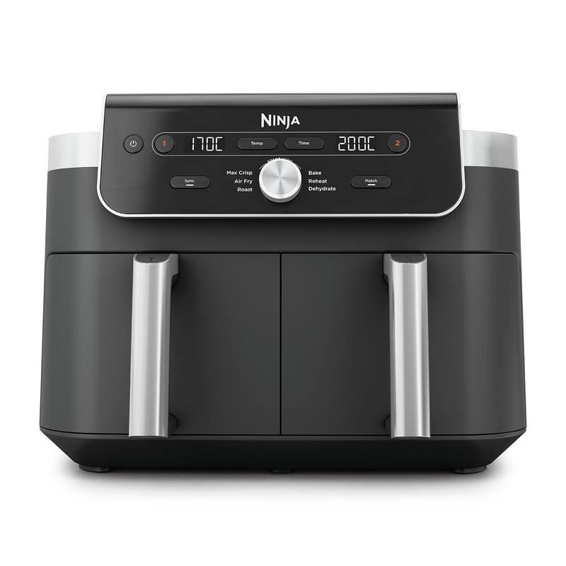 Ninja DualZone XL-Heißluftfritteuse mit 9,5 l Fassungsvermögen und 2 Schubladen – Grau