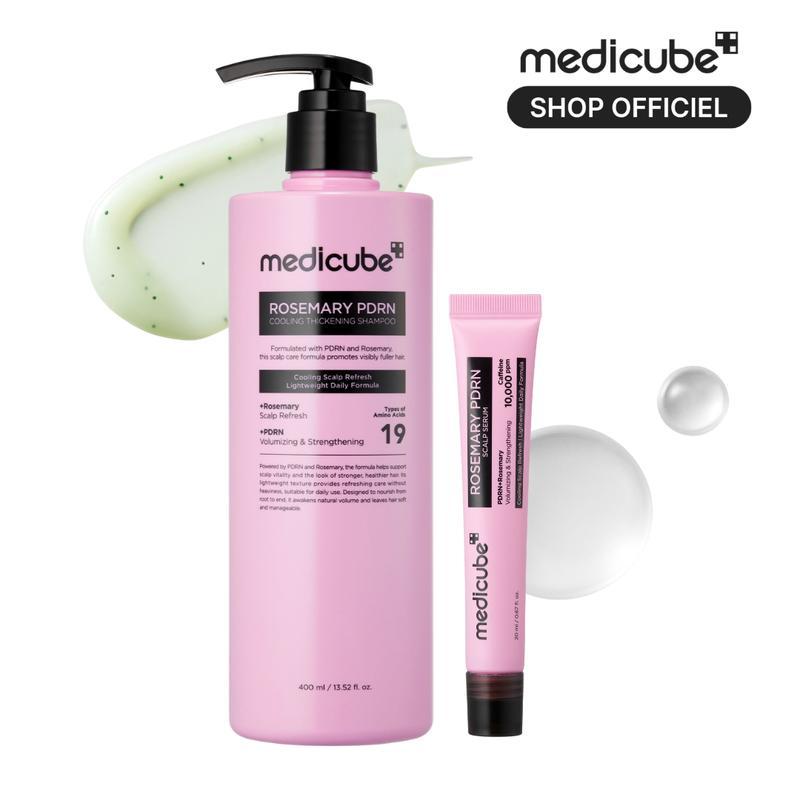 [medicube Officiel] Duo Capillaire Rosemary PDRN | Shampooing Purifiant + Sérum Cuir Chevelu | Pour des Cheveux Visiblement Plus Épais, Denses & Volumineux | Soin Rafraîchissant & Nourrissant du Cuir Chevelu | Soin Capillaire Coréen