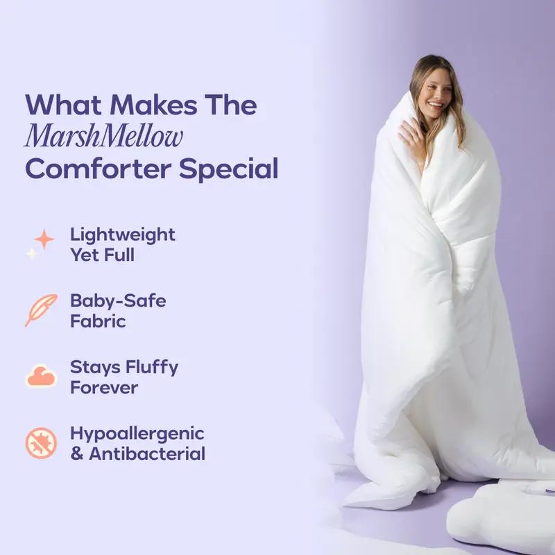Mellow Sleep | MarshMellow Comforter - Double-Stuffed Ultra-Soft A-Class Fabric Heat-Adaptive Vegan Fill OEKO-TEX Certified Machine Washable