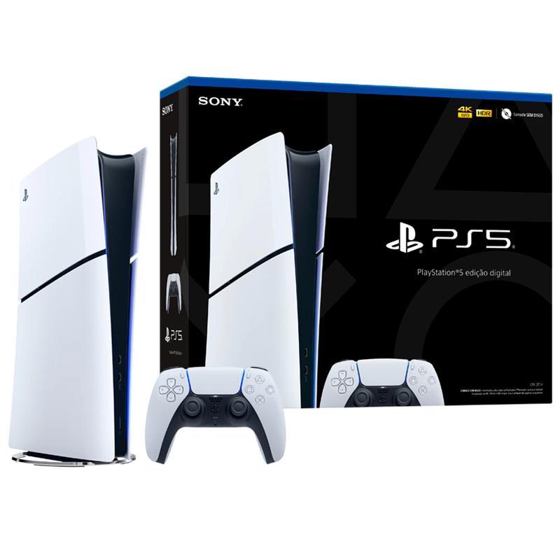 CONSOLE PLAYSTATION 5 SLIM DIGITAL CORE BRANCO 825GB Edição Digital e Controle Sem Fio DualSense