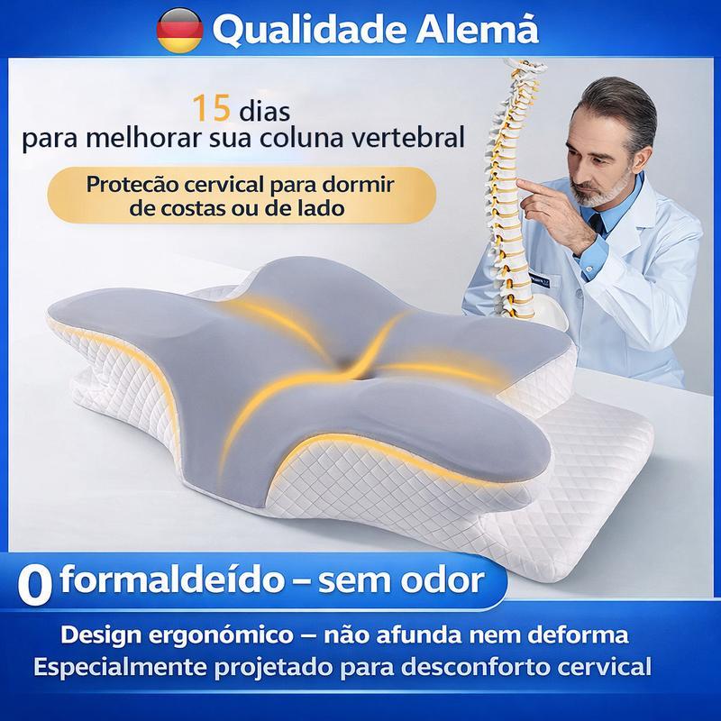 【Abranuv PRO2.0】Travesseiro Cervical ABRANUV, sono confortável, espuma de memória ergonômica sem odor, travesseiro ortopédico, ideal para dormir de lado, de costas e de bruços S-5431